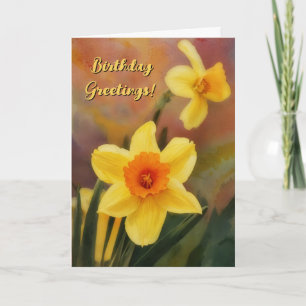 Vrolijke Daffodil Flowers Art Birthday Kaart