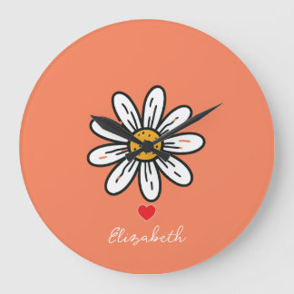 Vrolijke Daisy Illustration – Speelse Retro Grote Klok