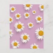 Vrolijke Daisy Pattern op Roze Achtergrond Briefkaart (Voorkant)