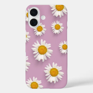 Vrolijke Daisy Pattern op Roze Achtergrond iPhone 16 Hoesje