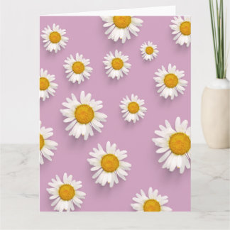 Vrolijke Daisy Pattern op Roze Achtergrond Kaart