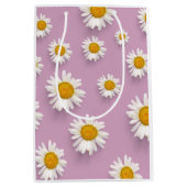 Vrolijke Daisy Pattern op Roze Achtergrond Medium Cadeauzakje (Voorkant)
