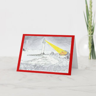 Vrolijke de vuurtorentekening van Kerstmis Feestdagen Kaart