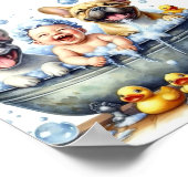 Vrolijke Dog Bath Time Wall Poster (Hoek)