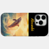 Vrolijke dolfijn springt sierlijk boven Case-Mate iPhone case (Achterkant (horizontaal))