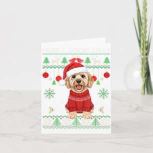 Vrolijke Doodlemas Goldendoodle met lelijke kerst- Kaart