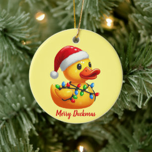 Vrolijke Duckmas, Santa Rubber Duck Kerstmis Keramisch Ornament