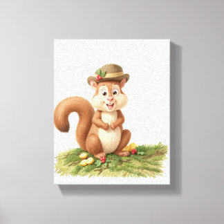 Vrolijke Eekhoorn Canvas Afdruk
