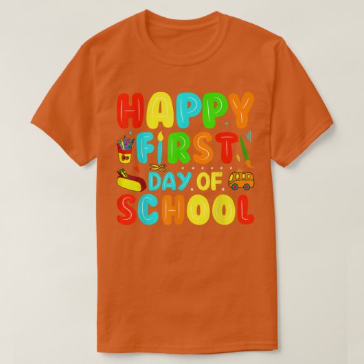 Vrolijke eerste schooldag terug naar school t-shirt (Design voorkant)