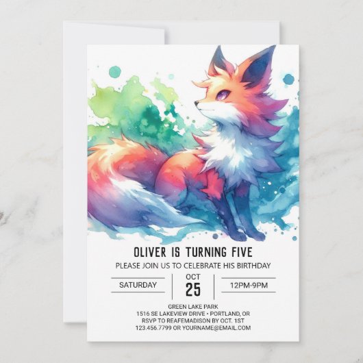 Vrolijke Elegant Fox Verjaardag Kaart (Voorkant)