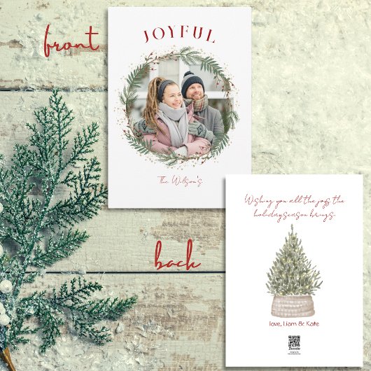 Vrolijke Elegant Krans Foto Kerst Kaart