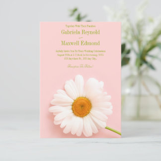 Vrolijke Elegante Natuur Witte Daisy Bruiloft Kaart