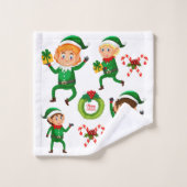 Vrolijke Elf met cadeaupatroon Bad Handdoek (Wasdoekje)