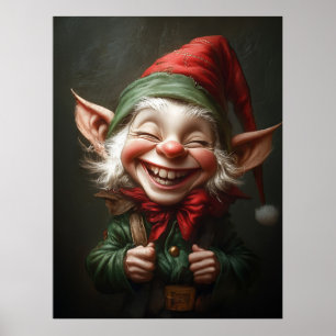 Vrolijke elf met een grote lach poster
