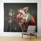 Vrolijke elf met een grote lach wandkleed (In Situ (horizontaal))