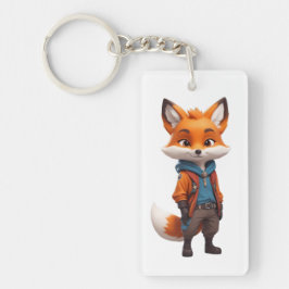 Vrolijke en avontuurlijke Fox illustratie Sleutelhanger