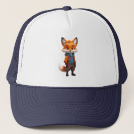 Vrolijke en avontuurlijke Fox illustratie Trucker Pet
