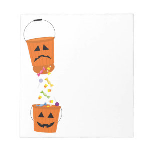 Vrolijke en droevige Halloween Buckets Notitieblok