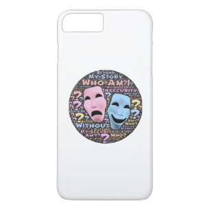 Vrolijke en droevige maskers cartoon iPhone 8 plus / 7 plus hoesje