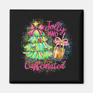 Vrolijke En Gecaffeïneerde Kerstboom Coquette Stri Magneet