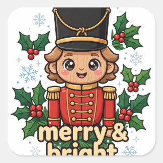 Vrolijke en helder Kuttelachtige Notenkraker Kerst Vierkante Sticker