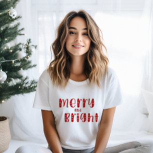 Vrolijke en heldere feestelijke rode kerst t-shirt