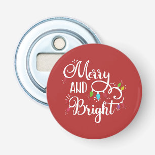 vrolijke en heldere kerstverlichting button flesopener
