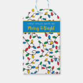 Vrolijke en heldere kleurrijke kerst String Lights Cadeaulabel (Voorkant)