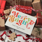 Vrolijke en heldere kleurrijke retro vibes kerst feestdagenkaart