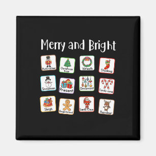 Vrolijke en heldere logopedist Aac Slp Kerstmis Magneet