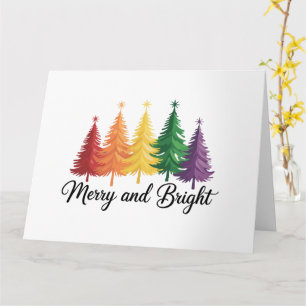Vrolijke en heldere regenboog Kerstboom Gay LGBTQ Kaart
