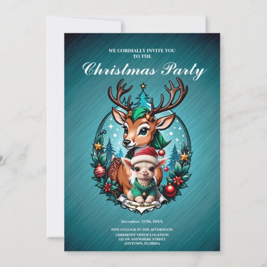Vrolijke en uitnodigende kerstillustratie kaart (Voorkant)