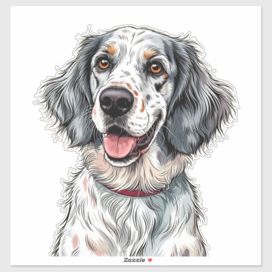 Vrolijke Engelse Setter-hond Sticker (Vel)