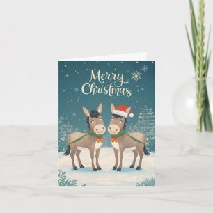 Vrolijke Ezel Kerstkaart Feestdagen Kaart