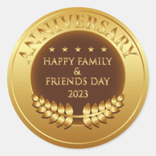 Vrolijke familie en vrienden dag 2023 ronde sticker