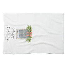 Vrolijke Feestdagen Vintage Keukenhanddoek met Raa