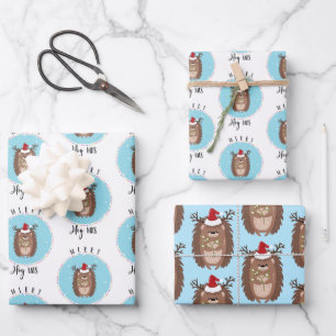 vrolijke feestelijke kerst met een grap inpakpapier vel