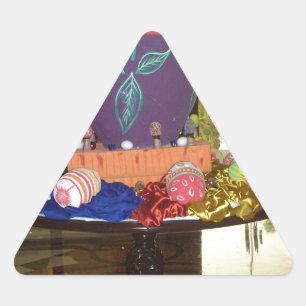 Vrolijke Feestelijke Lente Pasen Kleurrijke Eieren Driehoek Sticker