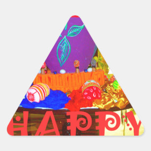 Vrolijke Feestelijke Lente Pasen Kleurrijke Eieren Driehoek Sticker