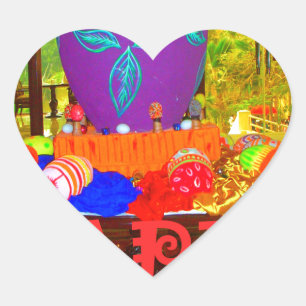 Vrolijke Feestelijke Lente Pasen Kleurrijke Eieren Hart Sticker