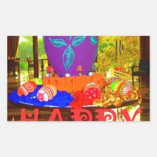 Vrolijke Feestelijke Lente Pasen Kleurrijke Eieren Rechthoekige Sticker