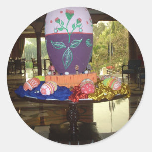 Vrolijke Feestelijke Lente Pasen Kleurrijke Eieren Ronde Sticker