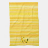 Vrolijke felgele strepen Crazy Fun Initialen Theedoek (Verticaal)
