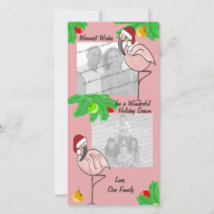 Vrolijke Flamingo's/ Fotokaart voor groeten Feestdagenkaart