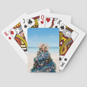 Vrolijke Florida Kerst Tropical Beach HolidayTree Pokerkaarten