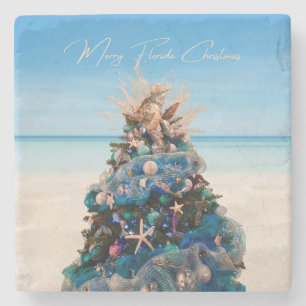 Vrolijke Florida Kerst Tropical Beach HolidayTree Stenen Onderzetter