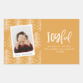 Vrolijke foto en kerstboom vakantie gunst rechthoekige sticker (Voorkant)