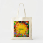Vrolijke gele bloemige aangepaste inspirativiteit tote bag (Voorkant)