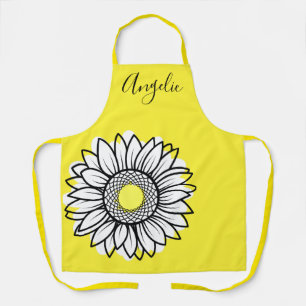 Vrolijke Gele Madelief Custom Bloem Ontwerp Schort