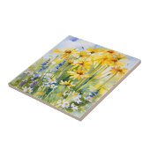 Vrolijke gele madeliefjes, wilde bloemen tegeltje (Zijkant)